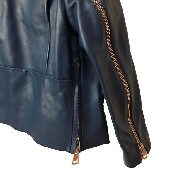 Acne blue leather jacket - Picture 2 of 7